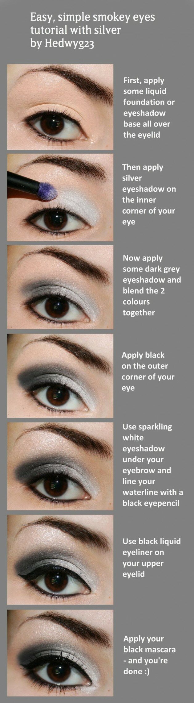 Smokey Eye Tutorial With Silver and Grey